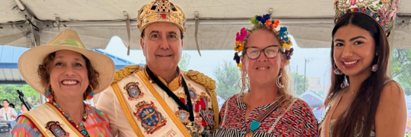 Rey Feo, Fiesta Castle Hills President, and other royal court posing at the 2026 Fiesta Castle Hills.